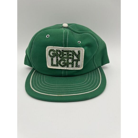 Vintage Snapback Hat TRUCKER  GREEN LIGHT AUTO Made in USA 1980's Review Photos - Picture 1 of 12